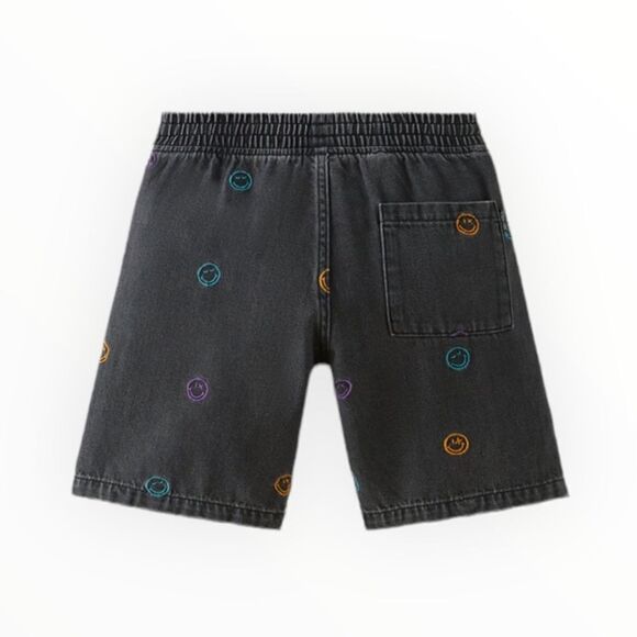ZARA Kids | Black | SMILEYWORLD ® HAPPY COLLECTION FLOWY DENIM SHORTS - Picture 2 of 5